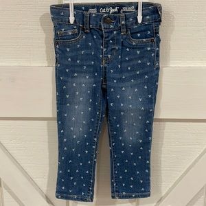 Cat & Jack 3T Denim Skinny Stretch Jeans - Valentines Heart